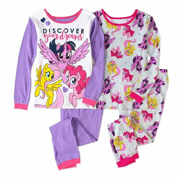 My Little Pony 4 PC Long Sleeve Tight Fit Cotton Pajama Set Girl Size 6