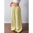 thumbnail image 4 of Wide Leg Pants for Women Flowy Palazzo Drawstring Elastic Waist Trousers Beach Vacation Clothes Yellow XXL, 4 of 8