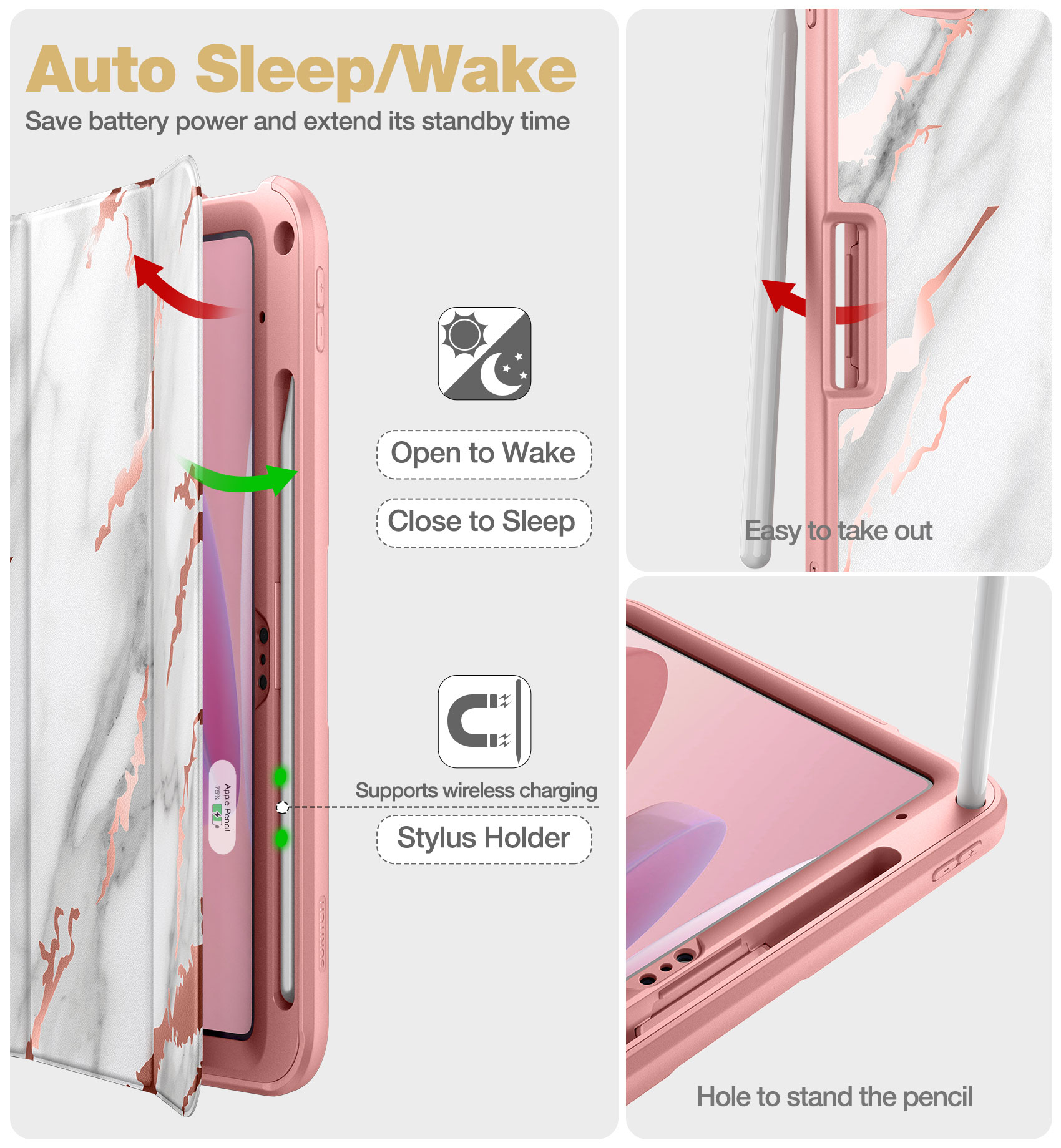Suritch Case for iPad A16 11th Gen 11 inch 2025 / iPad 10th Gen 10.9 inch with Screen Protector and Pencil Holder Tri-fold Stand Auto Wake/Sleep