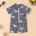thumbnail image 2 of KPOPLK Baby/Toddler Boy Swimsuit, Short Sleeve One Piece Zipper Rash Guard Sunsuit with UPF 50+ Sun Protection(Grey,6-12 Months), 2 of 4
