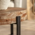 thumbnail image 4 of 31.29" Round Wood Coffee Table, Modern Farmhouse Splicing Living Room Table with Black Cross Legs Base, Retro Sofa Side Center Table for Home Office, Brown, 4 of 10