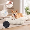 thumbnail image 4 of Exclusivo Mezcla Small Cuddler Couch Pet Bed with Sides, 20"x16" Ribbed Plush Corduroy Dog Bed with Non-Slip Bottom and Washable Cover, Ivory, 4 of 6