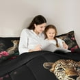thumbnail image 5 of Manfei Leopard Cheetah Lover Bedding Comforter Set, Romantic Pink Floral Twin Comforter Sets, Jungle Wildlife Animal Reversible Bedding Set, Breathable Home Decor, 2 Pieces, 5 of 9