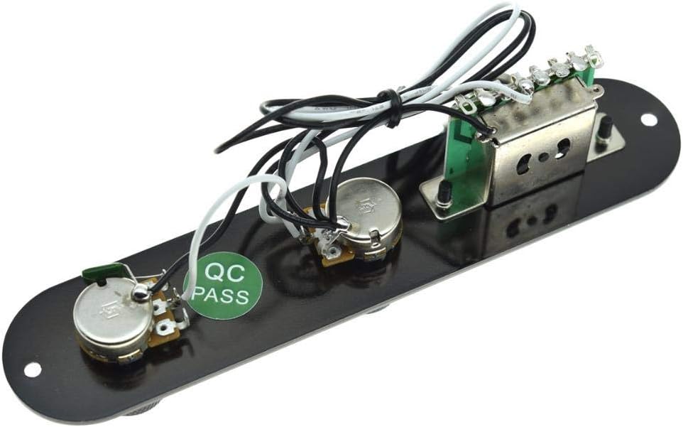 ABCISI Loaded Control Plate, Pre-Wired 3-Way Control Plate with Wiring Harness for FD Tele/Telecaster Guitars, Improve the Tone of Guitar, Easy Installation, Black