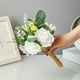 thumbnail image 4 of Ramo de novia de boda | Flores artificiales blancas | Elegante arreglo floral de imitación de tela | Decoración de mano ligera | 12x6.6 pulgadas | Ideal para la sesión de fotos de la ceremonia de la, 4 of 6
