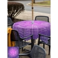 thumbnail image 4 of Outdoor Tablecloth with Umbrella Hole and Zipper, Halloween Square Table Cloth 54x54 Inch Waterproof Tablecloth, Farmhouse Retro Purple Ombre White Cobweb Picnic Table Cover for Patio Camping, 4 of 7