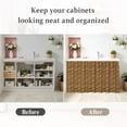 thumbnail image 6 of Vintage Rattan Small Cabinet Curtains 10"W x 11"L, Minimalist Abstract Wicker Texture Brown Sink Skirt Dust-Proof Short Curtain for Bathroom Vanity Storage Cubby Desk, Self Adhesive Privacy Drapes, 6 of 9