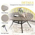 thumbnail image 5 of Vicllax Outdoor Patio Dining Table Dia.47" Slatted Tabletop Metal Frame with Umbrella Hole, Graywood, 5 of 7