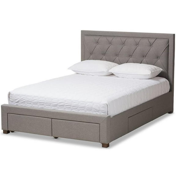 Baxton Studio Aurelie Modern and Contemporary Fabric Upholstered Storage Bed, Multiple Colors, Multiple Sizes