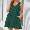 thumbnail image 3 of Womens Summer Sleeveless Mini Dress Casual Loose V Neck With Pockets Knit Dress Casual Pocket Dress Summer Dress Maxi Womens Midi Dress Knee Length Dresses Mini Dresses for Women Tee Shirt Dress, 3 of 6