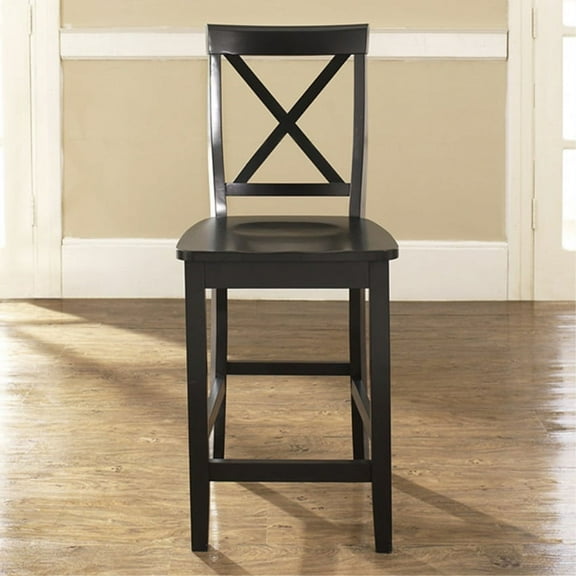 X-BACK BAR STOOL IN BLACK FINISH WITH 24 INCH SEAT HEIGHT. (SET OF TWO)
