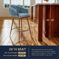 thumbnail image 4 of Peispie 26" Counter Height Bar Stools Set of 2, Modern Velvet Barstools with Mid Back and Gold Metal Legs, Padded Kitchen Island Chairs with Hand-Wave Design for Home Bar, Blue, 4 of 6