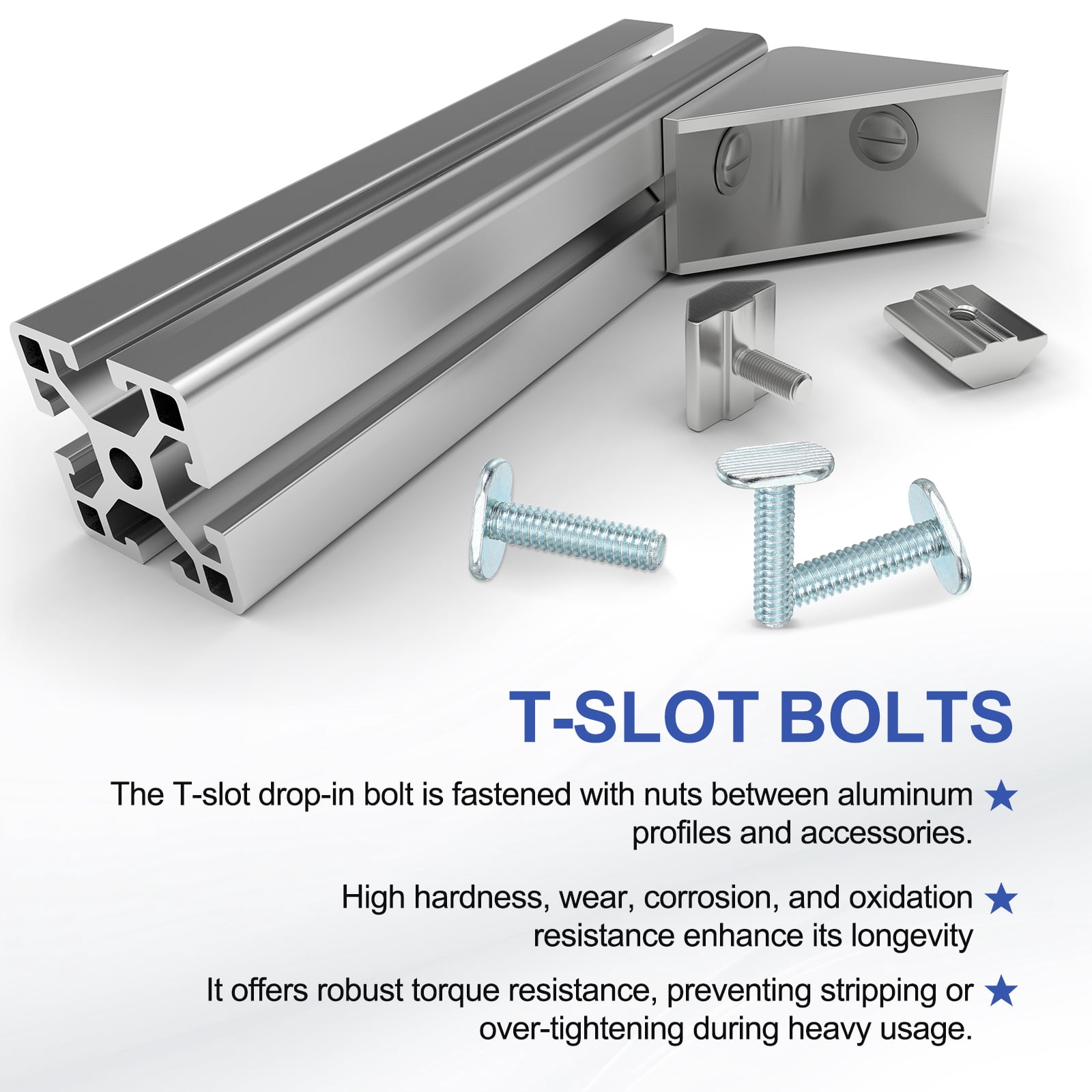 T Track Bolts, T-Slot Bolts Kayak Rail Bolt Accessories for Universal t Track Woodworking Jigs and Fixtures 40 1/4"-20x2"