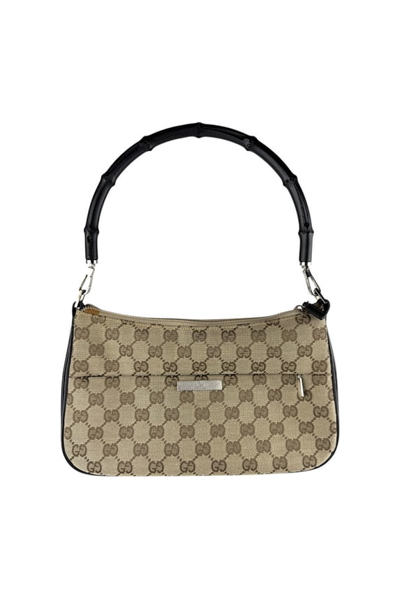 Pre-Owned Gucci Bamboo GG Canvas Handbag, Brown, Women's, Z7166 (Good)