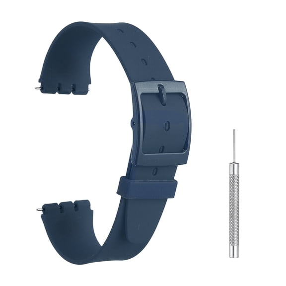 Uxcell Silicone Watch Band 16mm Width Quick Release Soft Watch Straps Replacement with Plastic Buckle and Stainless Steel Spring Bar for Men Women, Dark Blue