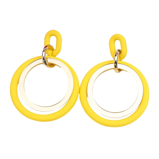 Kkkded Candy-colored Drop Earrings Circle Stitching Hollow Stud Earrings - Acrylic Hoop Splicing, Colorful Contrast Geometric, Lightweight Dangle Jewelry