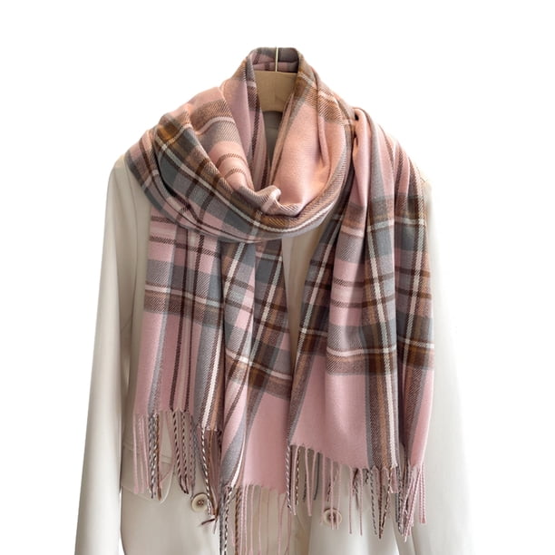 Bufandas a cuadros para mujeres hombres invierno cálido mantón largo envuelve rejilla grande grande suave manta gruesa bufandas