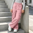 thumbnail image 6 of HAOTAGS Girls Cargo Pants (5-15) Elastic Waist Long Pants with Multi-pockets Casual Workwear Pink Size 5T, 6 of 8