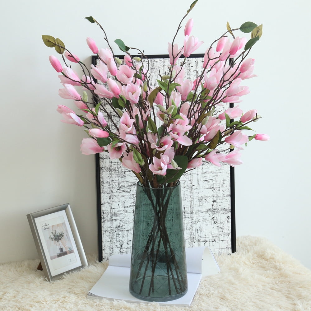 35.5" Artificial Fake Magnolia Flowers Real Touch Latex Bouquet Party Home Decor 