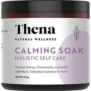 Thena Natural Wellness Organic Calming Bath Soak 10% Colloidal Oatmeal for Dry Eczema Itchy Skin 16oz
