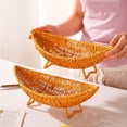 thumbnail image 7 of DAMAI Hand Woven Boat Shaped Fruit Basket, Natural Rattan Hand‑Braided Decorative Tray for Kitchen Countertop Dining Table Coffee Table Living‑Room Fruit Snack Bread Storage Organizer, 7 of 7