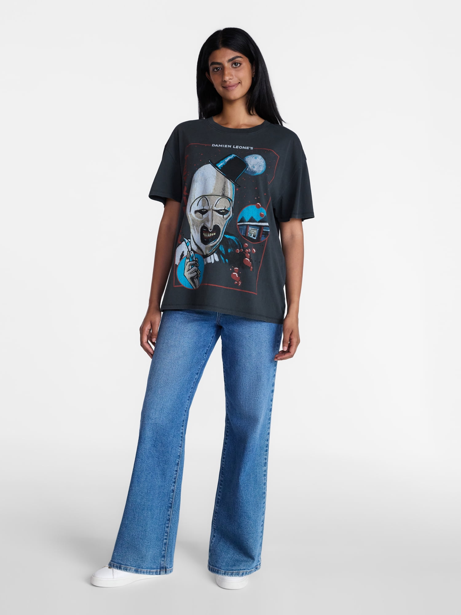 Terrifier Women's Collage Halloween Graphic Tee with Short Sleeves, Sizes XXS-XXL