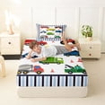 thumbnail image 4 of Manfei Police Car Twin Sheets,Striped Pattern Bedding,White,3 Pieces,1 Fitted Sheet and 1 Pillowcase, 4 of 6