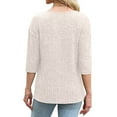 thumbnail image 4 of LIaqionyy Women 3/4 Sleeve Tops Sweaters V Neck Lightweight Knitted Fall Trendy Basic Plain Tunic Blouses, 4 of 6