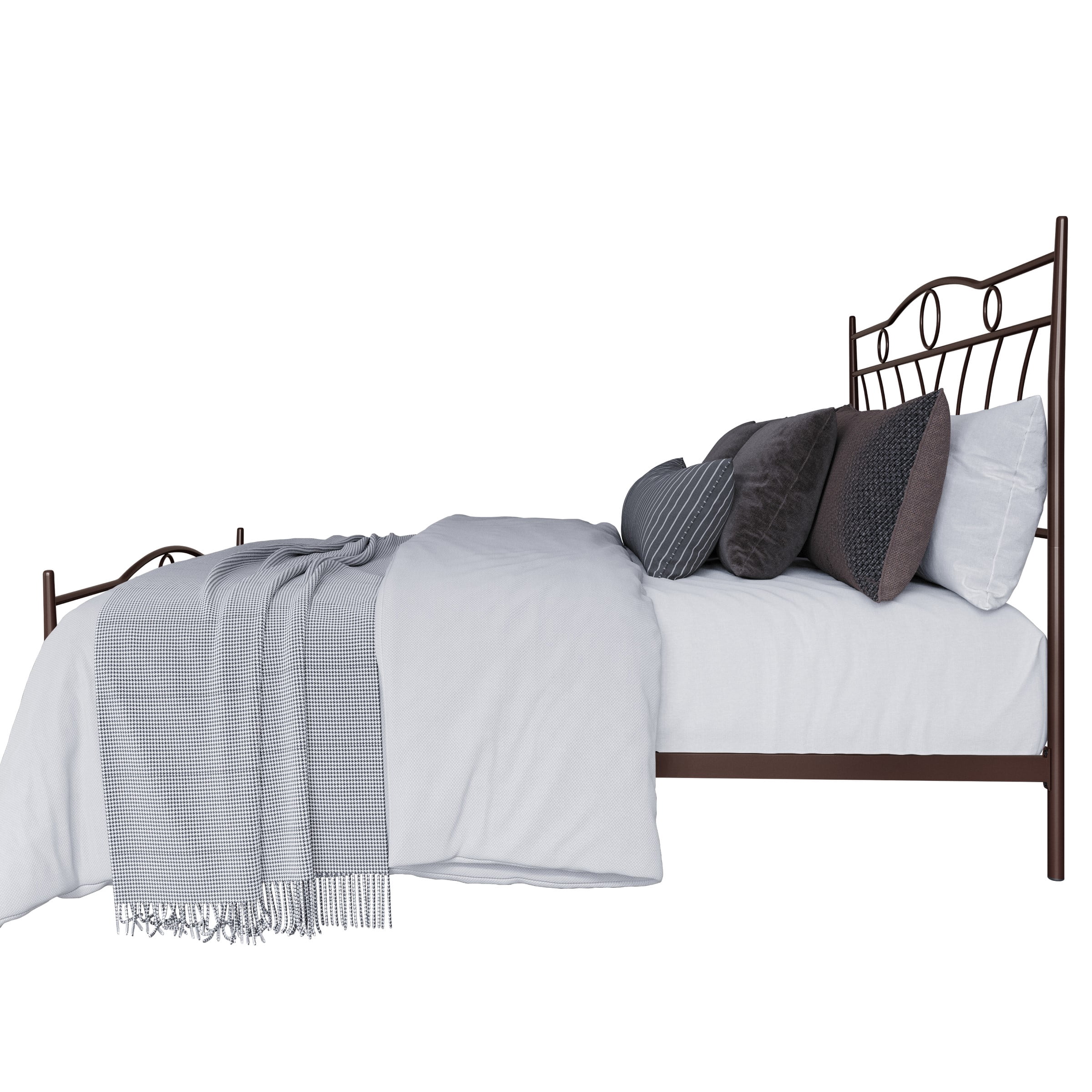 Home Design Shelby Full Metal Bed Frame for Adults, Brown, Classic Headboard and Footboard Design, Sturdy Frame, Easy Assembly