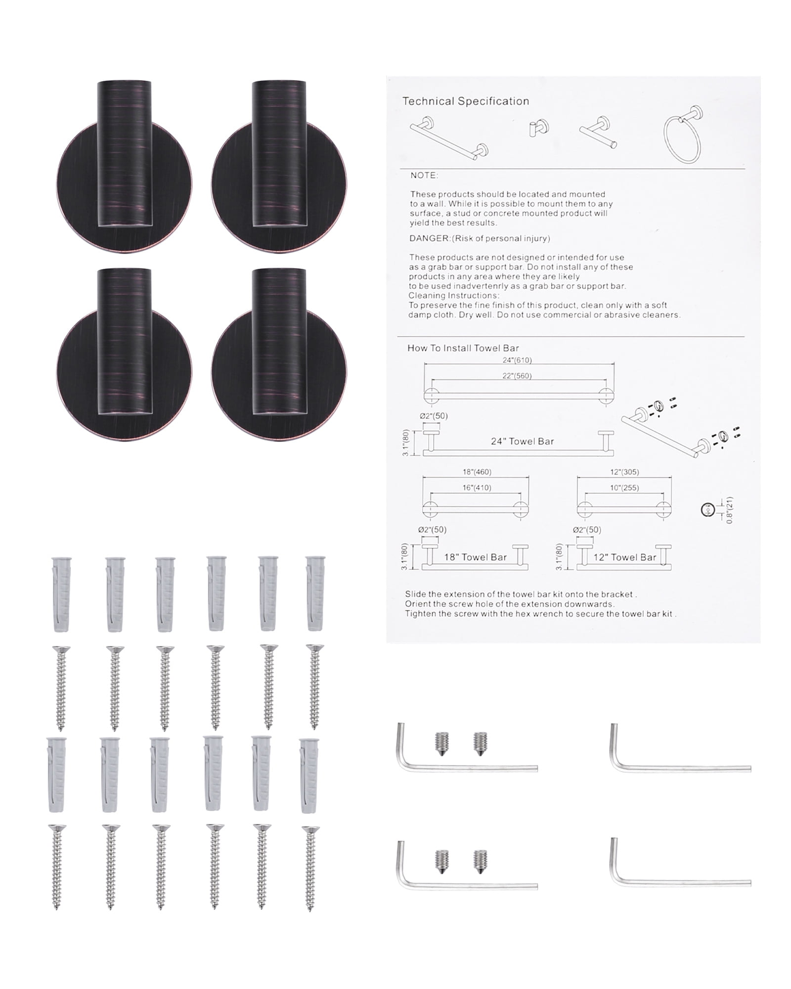 Wowow J-Hook Wall Mounted Bathroom Oil Rubbed Bronze Robe/Towel Hook in Stainless Steel (4-Pack)