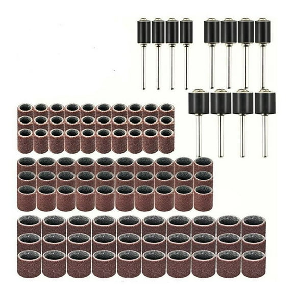 FYBTO102 Pieces Drum Sander Set, Sanding Drum Set Mini Sand Rings, 90 Pieces Sanding Drums Sleeves Sandpaper and 12 Pieces Sand Drum Mandrels for Rotary Tool-0630
