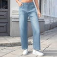thumbnail image 5 of Fleece Lined Jeans Women High Waisted Straight Leg Denim Pants Baggy Stretchy Jeans Thermal Warm Denim Pants, 5 of 7