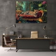 thumbnail image 5 of Mudket Framed Leopard on Red Velvet Chaise Canvas Wall Art, Jungle Leopard Print Living Room Decor, Trendy Animal Wall Art Ready to Hang - 12"L x 8"W, 5 of 10