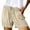 Khaki, variant on Women's Elastic Waist Casual Beach Shorts, Solid Color Summer Shorts with Stretchy Comfort, Quick-Dry Lightweight Women's Shorts for Outdoor Activities,Khaki L