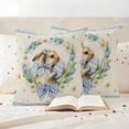 thumbnail image 3 of Spring Easter Outdoor Waterproof Pillow Covers, Cute Rabbits Eggs Bow Daisy Tulips Plants Beige Decorative Square Throw Pillowcase Sofa Cushion Sham for Patio/Couch/Chair, 26"x26" 2 Pack, 3 of 8
