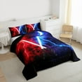 thumbnail image 3 of jejeloiu Gradient Light Queen Comforter Set,Abstract Lightning Bedding Sets,Gradient Red Blue Bedding Comforter Set For Boys Kids,Microfiber Bedroom Decor Reversible,3pcs, 3 of 8
