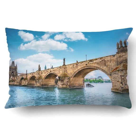 ARTJIA Charles Bridge Prague Czech Republic Pillowcase Pillow Cushion Cover 20x30 inch