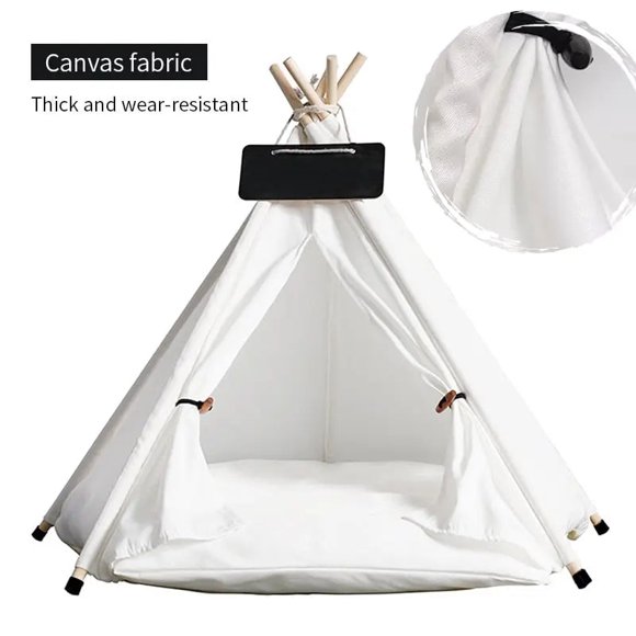 Tente Tipi pour Animal, Maison Lavable pour Chien et Chat avec Coussin