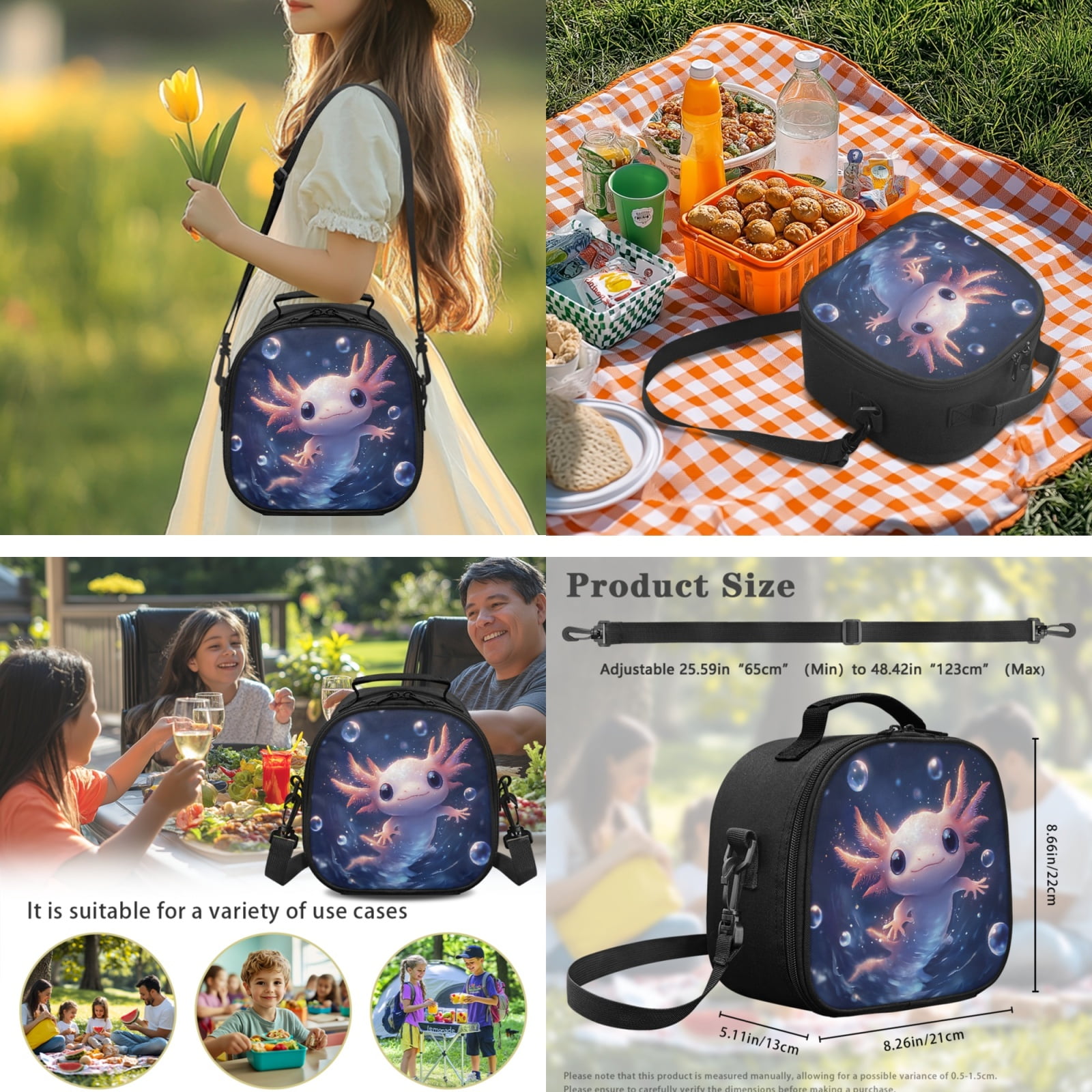 Yuyamidu Axolotl Backpack and Lunchbox for School Cute Schoolbags