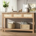 thumbnail image 3 of ELYKEN 51.2" Entryway Table with 3 Rattan Drawers, Boho Console Table Narrow with Storage, Long Sofa Table for Behind Couch Entry Hallway, Entrance, Living Room, Oak Brown, 3 of 17