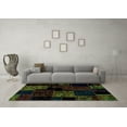 thumbnail image 3 of Ahgly Company Machine Washable Indoor Square Patchwork Turquoise Blue Transitional Area Rugs, 3' Square, 3 of 4