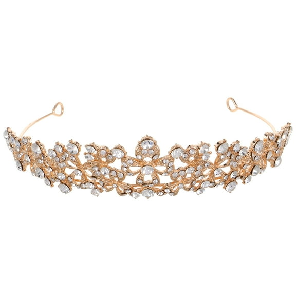 Toddmomy Zinc Alloy Golden Tiara Crown For Women Wedding 1Set 6.0X5.2X1.7In