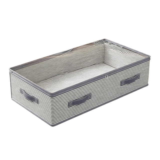 B Large Striped Under Bed Storage Bag Household Organizer Moistureproof Foldable Storage Box For Clothes Blankets Bedding Space Saving Home Use Size B