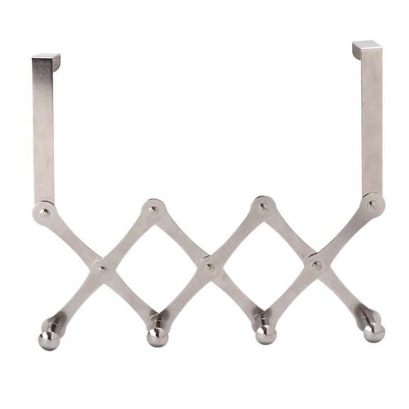 YAHHU Telescopic Stainless Steel Door Hooks – 4‑Hook Foldable Rack, No‑Drill, Non‑Slip, Space‑Saving, Ideal for Umbrellas, Keys, Hats & Towels