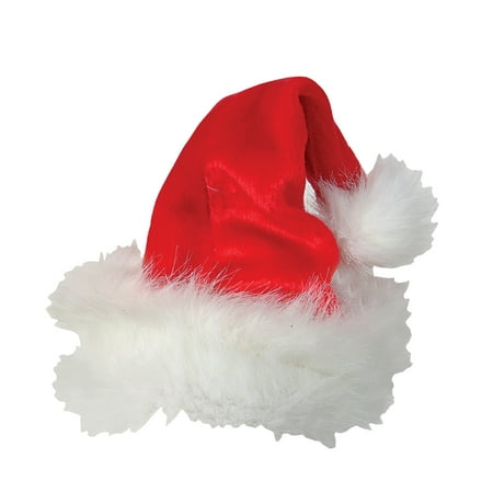 Plush Kids Red Santa Claus Hat w White Faux Fur Trim Youth Size (21
