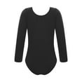 thumbnail image 2 of YUUMIN Girls Fleece Lined Bodysuit Long Sleeve Ballet Leotard Kids Dance Undergarment Thermal Black 170, 2 of 7