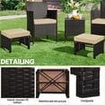 thumbnail image 5 of Topeakmart 2pcs Wicker Ottomans with Removable Cushions, Brown/Khaki, 5 of 7
