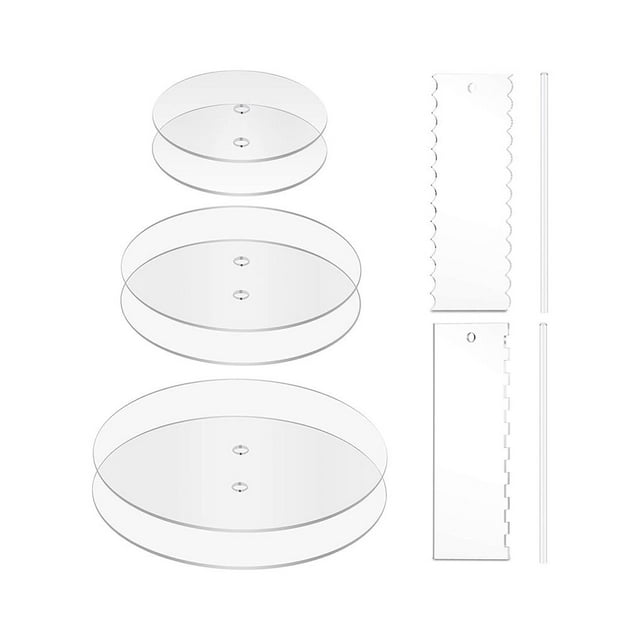 Advancent 7 Uds. Herramientas de decoración de pasteles transparentes 2 raspadores de acrílico para pasteles 3 discos para pasteles 2 varillas acrílicas Herramientas y accesorios para hornear Advancent HA019817-00