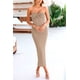 thumbnail image 3 of Vestido PRETTYGARDEN Mujer Strapless Nudo Torcido Maxi Caqui S, 3 of 8