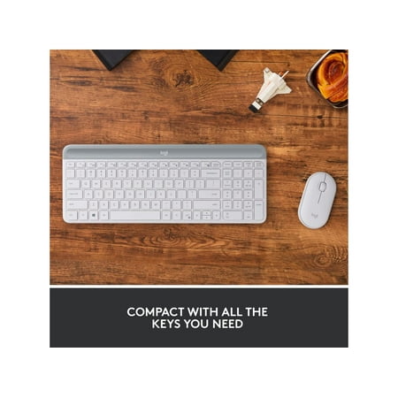 Logitech - MK470 Full-size Wireless Scissor Keyboard and Mouse Bundle for Windows with Quiet clicks - Off-White